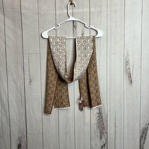 Michael Kors Tan and White Logo Scarf